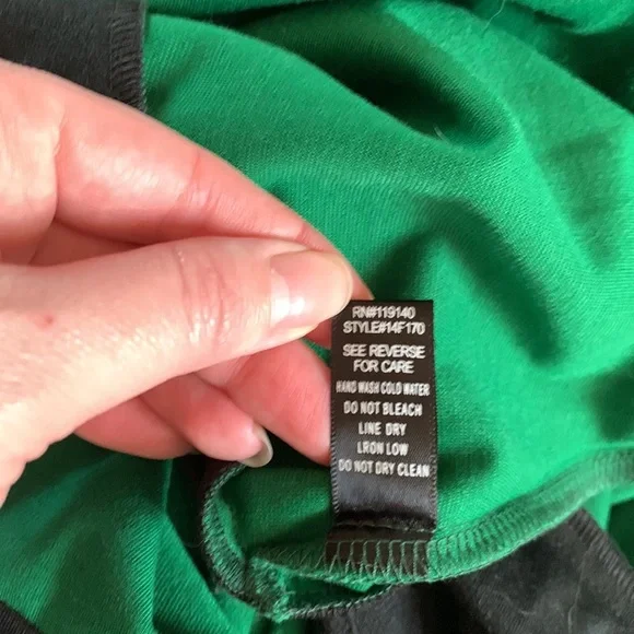 Double Zero black & Kelly green colorblock dress L - Picture 6 of 9